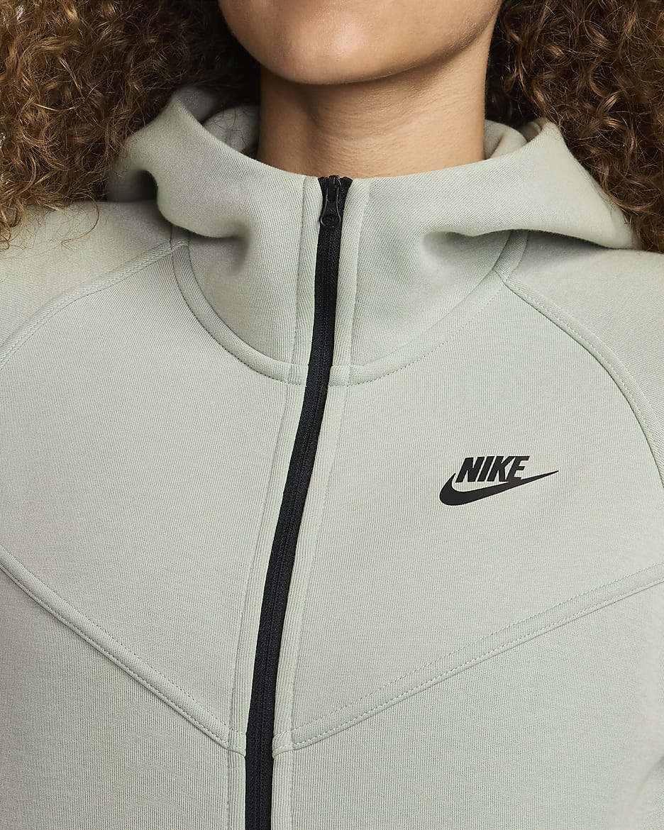 Nike Sportswear Tech Fleece Windrunner–hættetrøje med lynlås til kvinder - Jade Horizon/sort