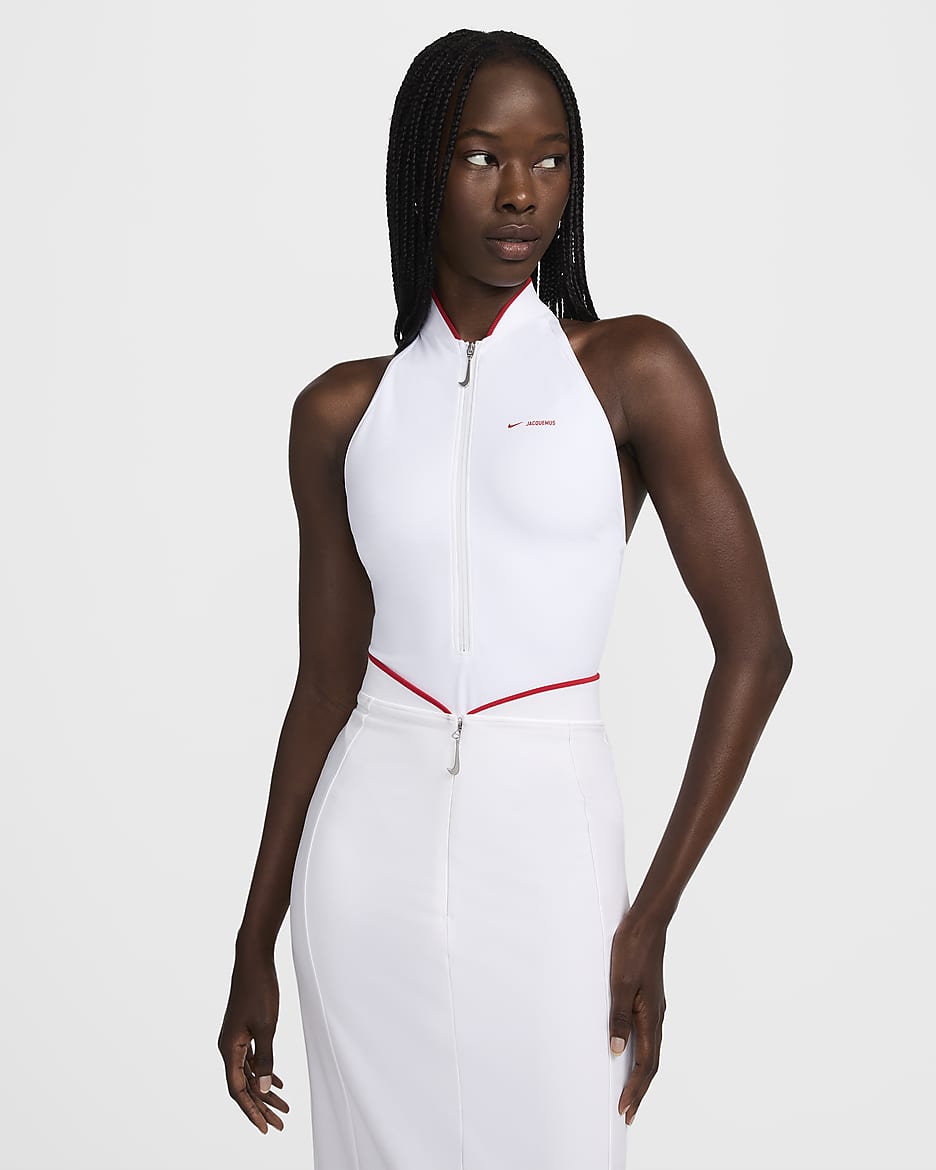 Nike x Jacquemus Women's High-Neck 1-Piece Swimsuit - White/Silver