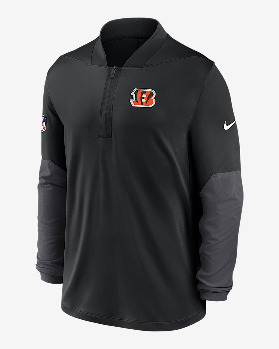 Cincinnati Bengals Feel The Pressure Men's Nike Dri-FIT NFL 1/2-Zip Top - Black