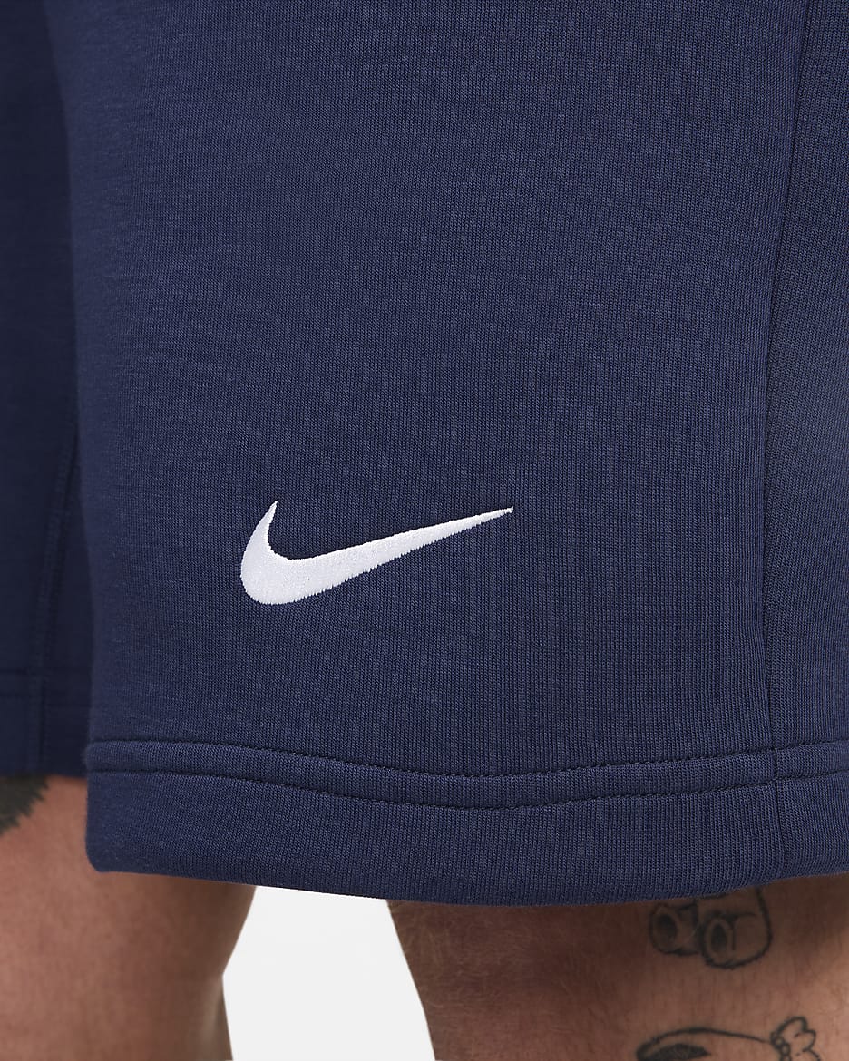 Paris Saint-Germain Tech Fleece Men's Nike Soccer Shorts - Midnight Navy/White