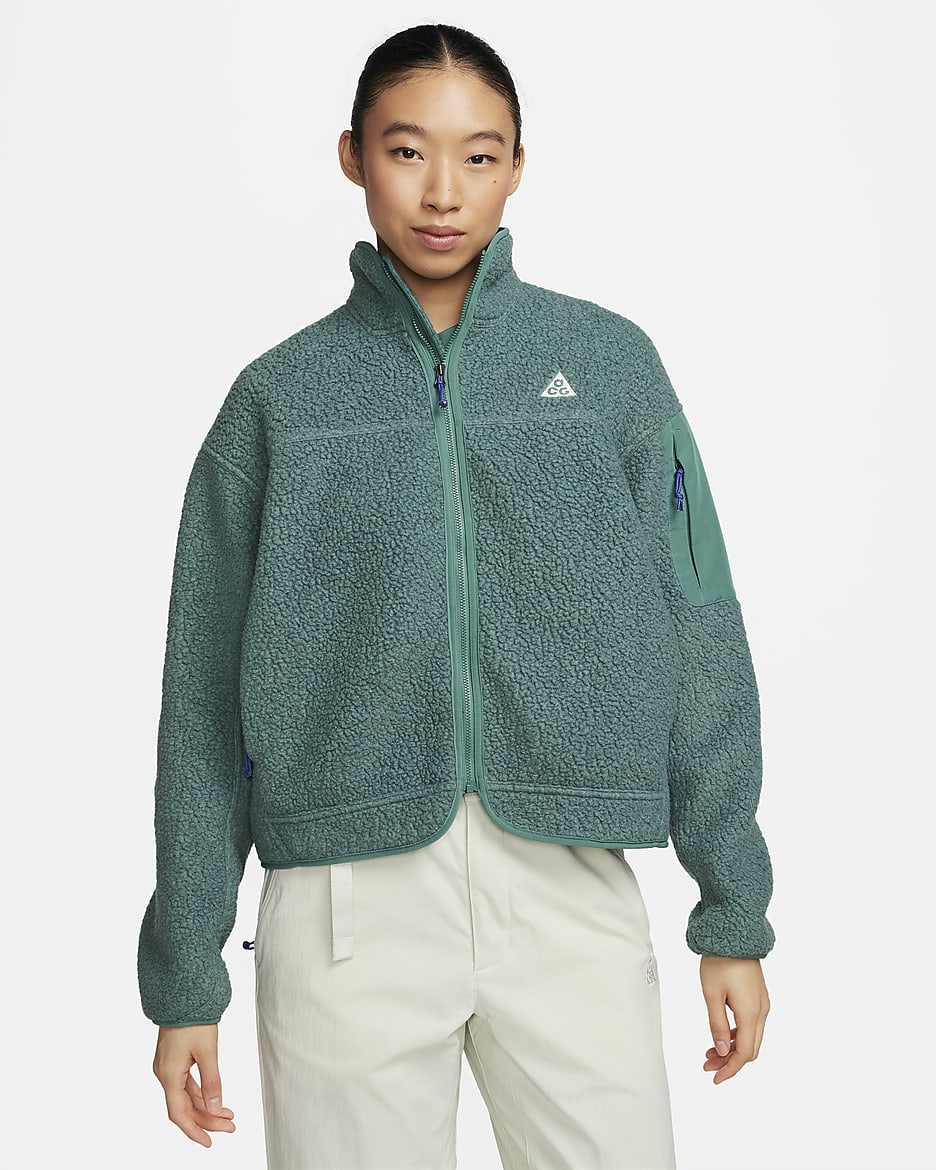 Chamarra de tejido Fleece oversized de cierre completo para mujer Nike ACG "Arctic Wolf" Polartec® - De costa a costa/De costa a costa/Blanco cumbre