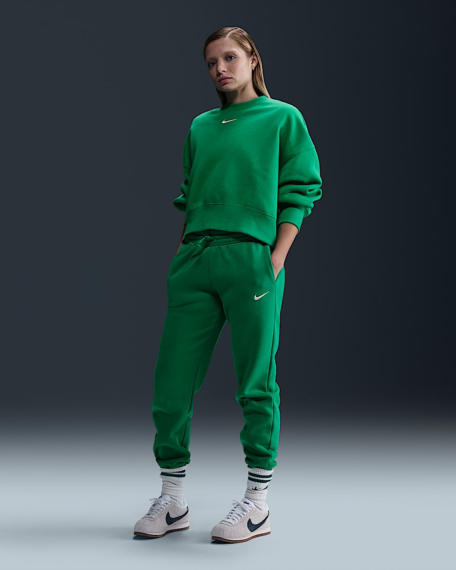 Pantalon de survêtement taille mi-haute Nike Sportswear Phoenix Fleece pour femme - Stadium Green/Sail