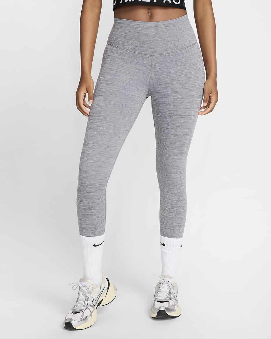 Leggings cropped de tiro alto para mujer Nike One - Gris humo/Jaspeado/Negro