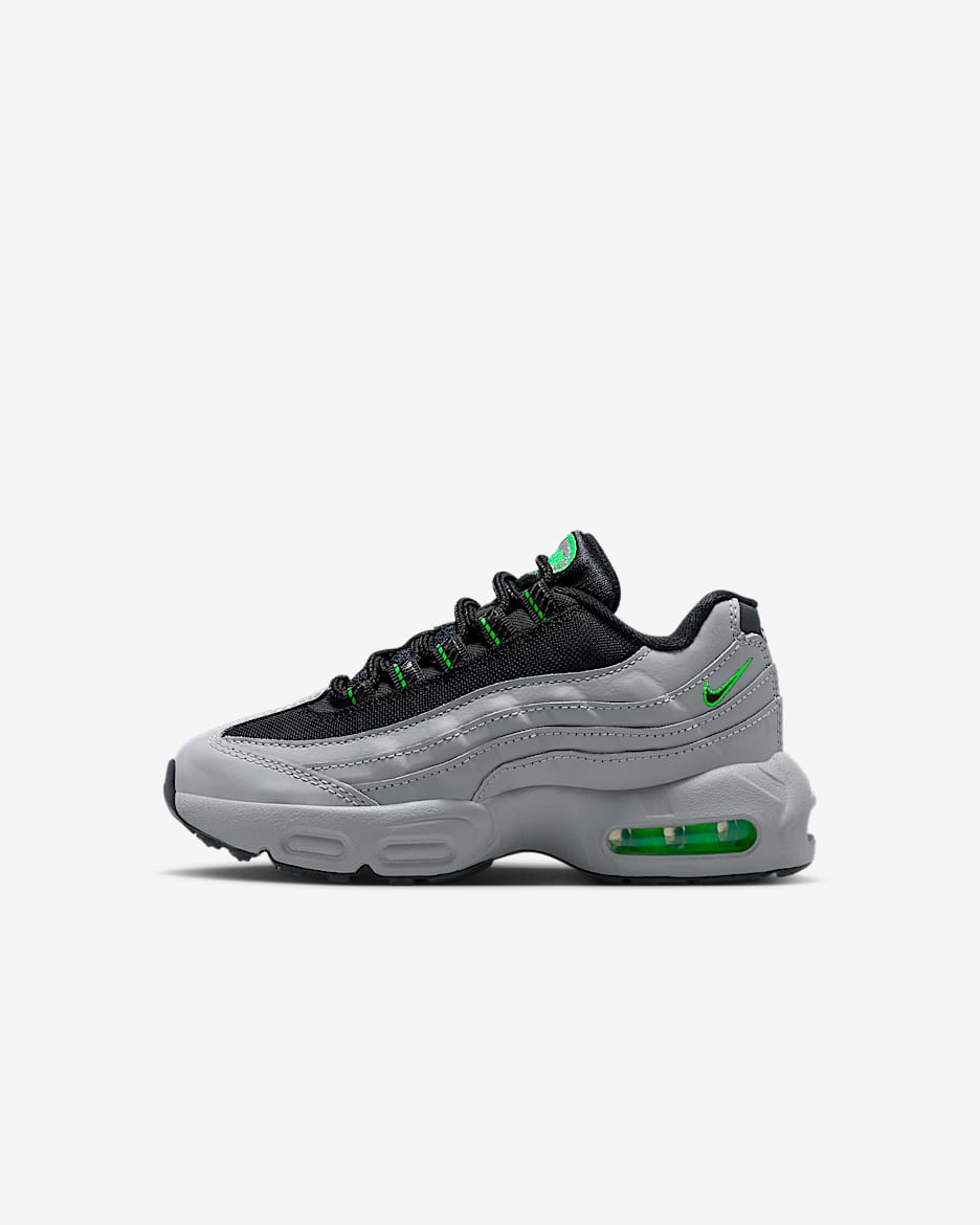 Nike Air Max 95 Recraft-sko til mindre børn - Light Smoke Grey/Green Strike/hvid/sort