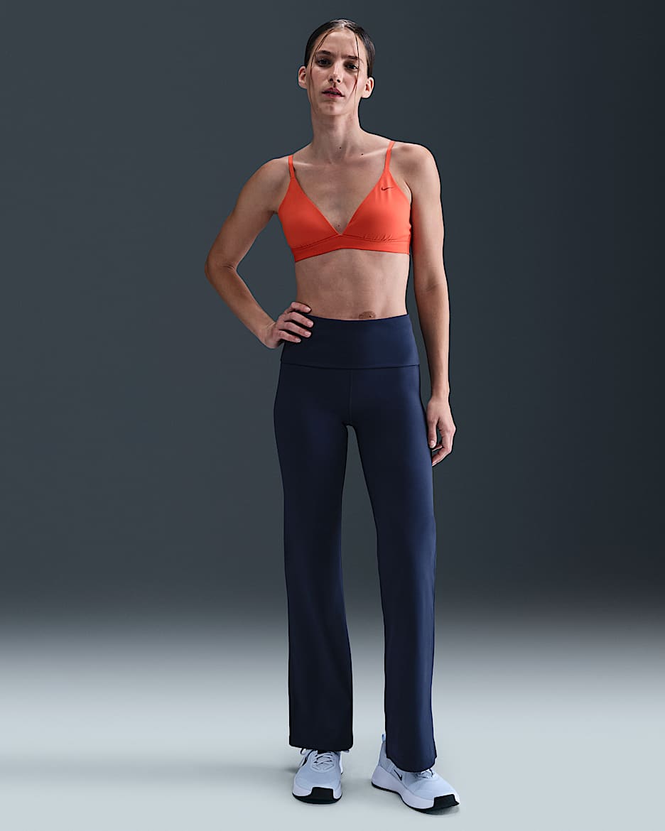 Nike One Dri-FIT-Hose mit umschlagbarem, hohem Bund (Damen) - Midnight Navy/Weiß