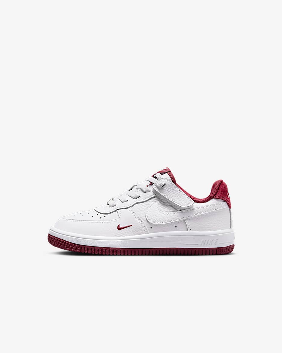 Nike Force 1 Low LV8 EasyOn Little Kids' Shoes - White/Team Red/White
