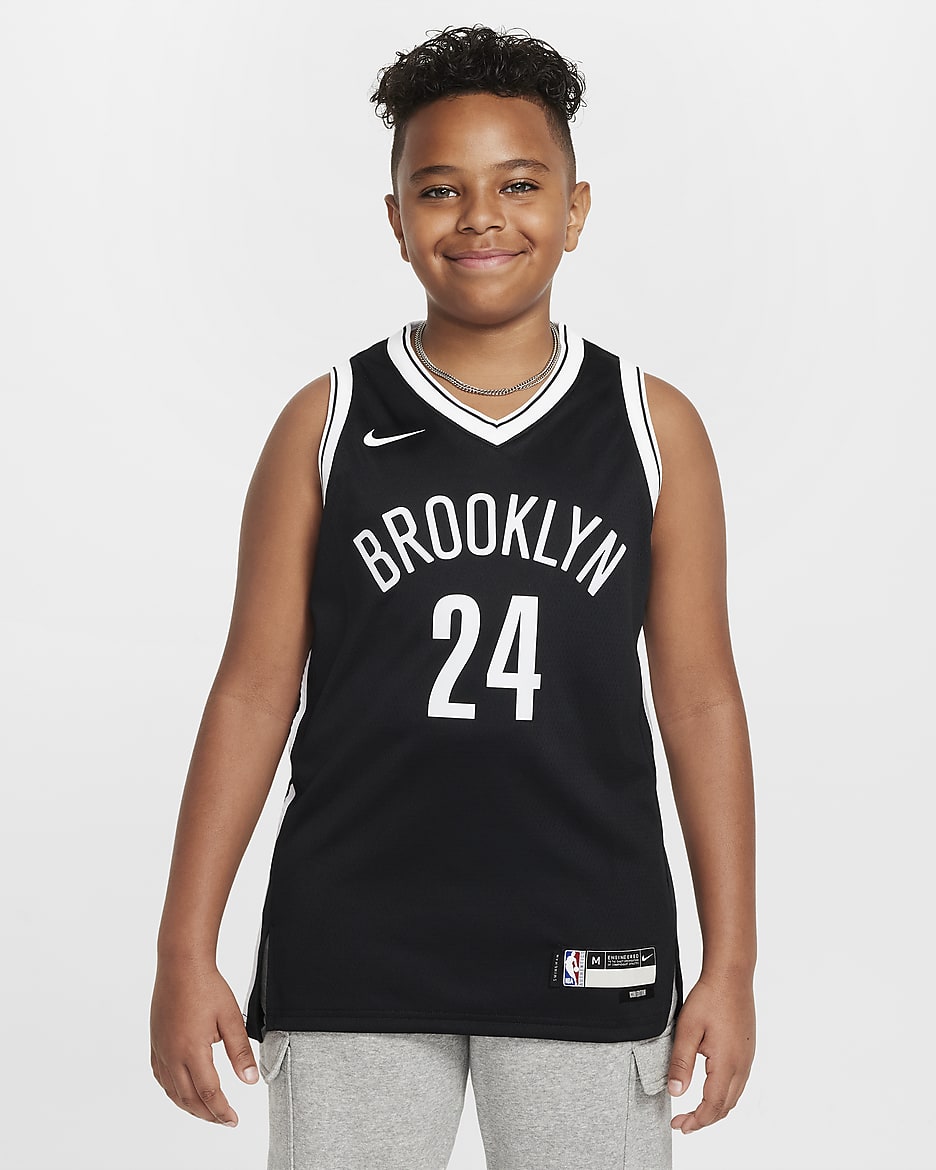 Brooklyn Nets Icon Edition 2021/22 Older Kids' Nike NBA Swingman Jersey - Black