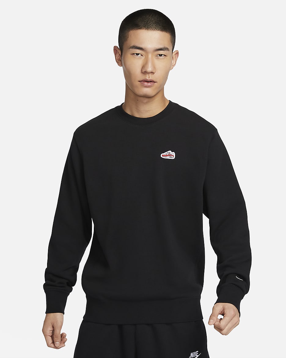 Nike Sportswear Men's French Terry Crew-Neck Sweatshirt - Black/White