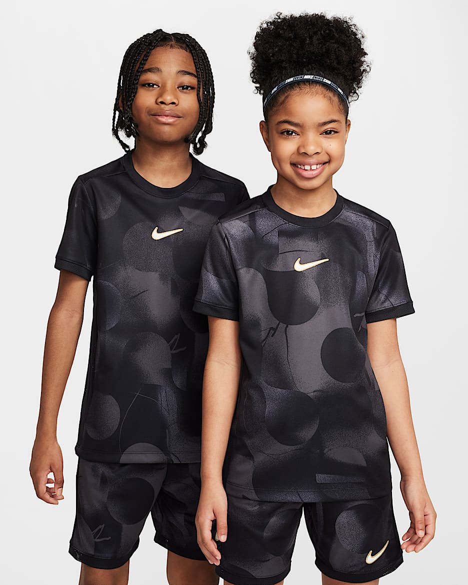 Nike Academy+ Big Kids' Dri-FIT Short-Sleeve Soccer Top - Dark Grey/Black/Anthracite/Pale Ivory