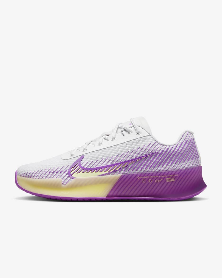 NikeCourt Air Zoom Vapor 11 女款硬地球場網球鞋 - 白色/Fuchsia Dream/黑色/Citron Tint