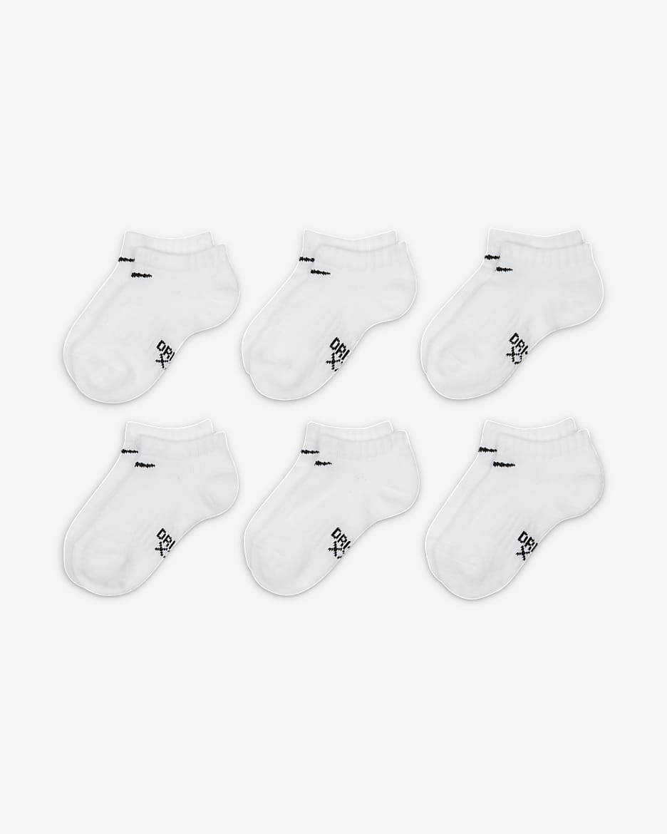 Nike Dri-FIT Little Kids' No-Show Socks (6 Pairs) - White