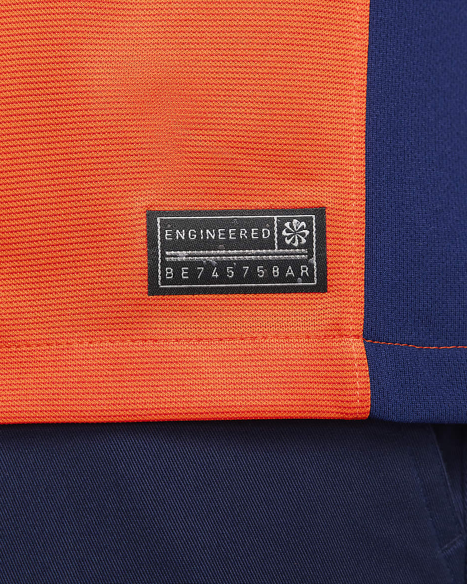 Fotbollströja Nederländerna (damer) 2024/25 Stadium (hemmaställ) Nike Dri-FIT Replica för män - Safety Orange/Blue Void/Copa/Blue Void