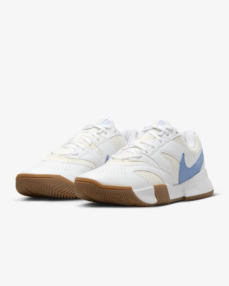 NikeCourt Lite 4 Women's Tennis Shoes - White/Sail/Gum Light Brown/Light Blue