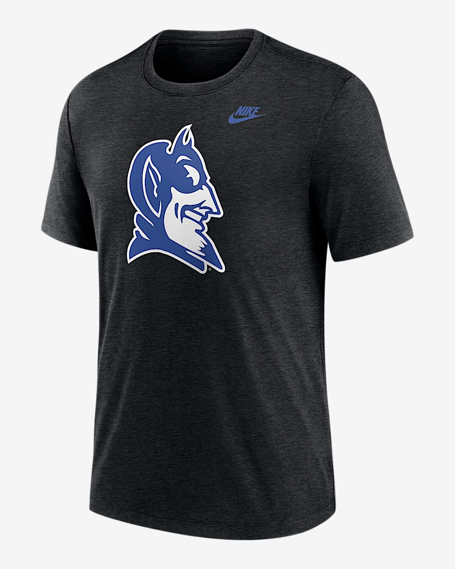 Playera universitaria Nike para hombre Duke Blitz Legacy Primary - Negro jaspeado
