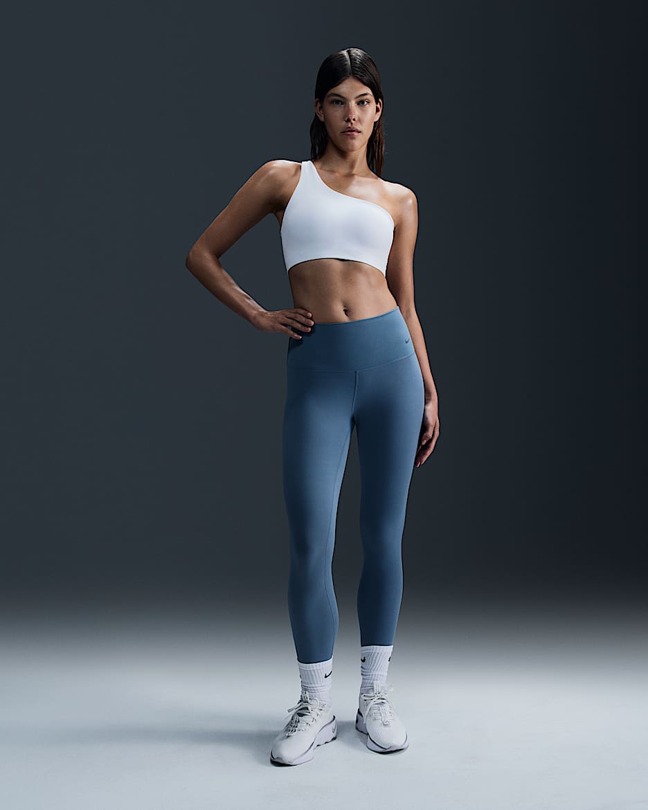 Nike Zenvy Leggings de tiro alto de baja sujeción de 7/8 para mujer - Azul humeante/Negro