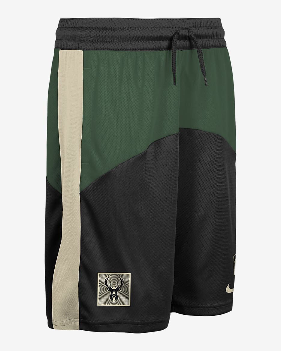 Milwaukee Bucks Starting 5 Big Kids' Nike Dri-FIT NBA Shorts - Black/Fir/Flat Opal