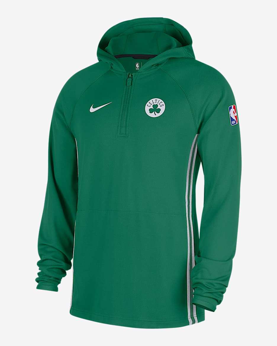 Sudadera con gorro Nike Dri-FIT de la NBA de cierre de 1/4 para hombre Boston Celtics Zoned - Trébol/Negro/Blanco