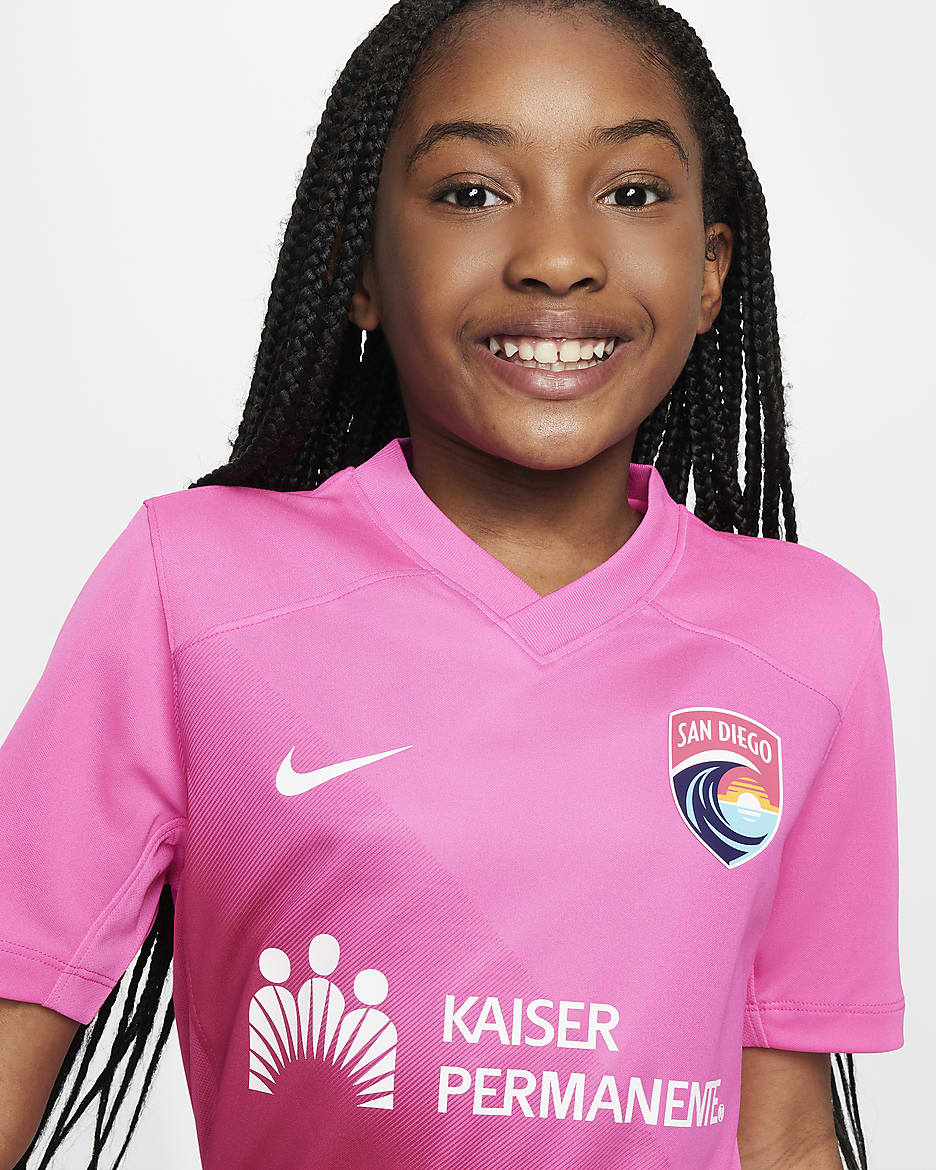 San Diego Wave FC 2024 Stadium Secondary Big Kids' Nike Dri-FIT NWSL Replica Jersey - Laser Fuchsia