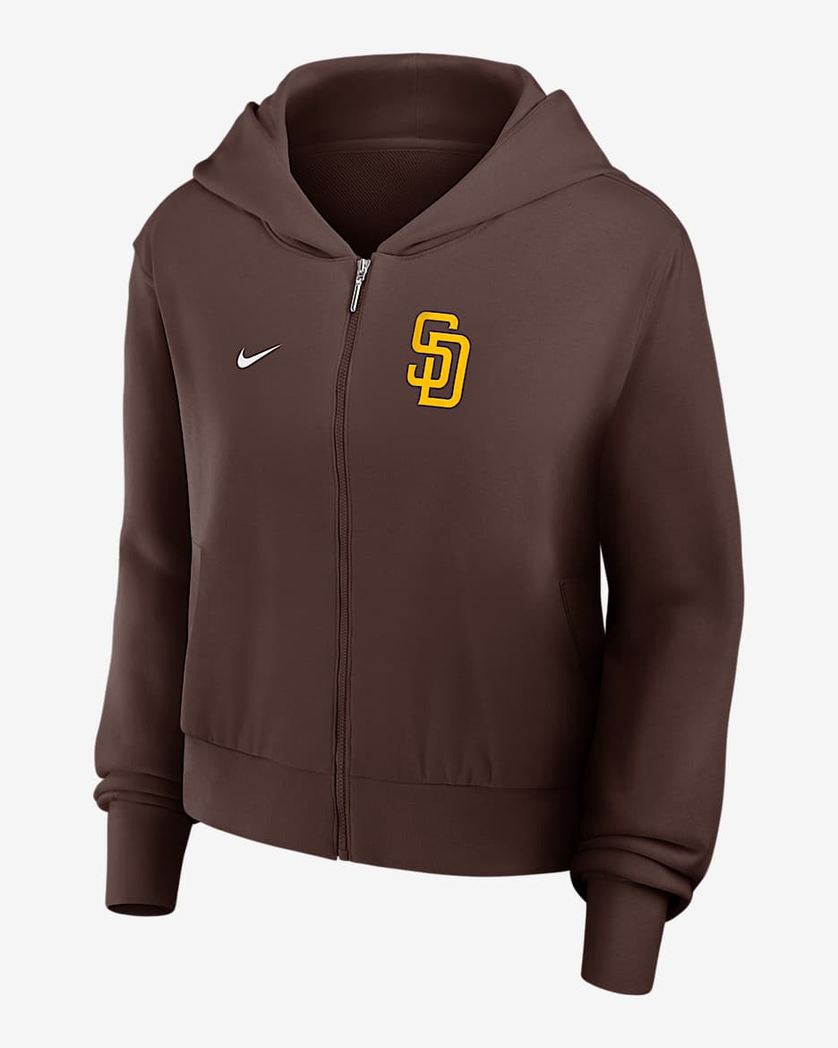Sudadera con gorro de cierre completo Nike de la MLB para mujer San Diego Padres - Marrón