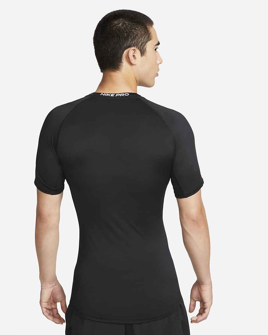 Nike Pro Men's Dri-FIT Tight Short-Sleeve Fitness Top - Black/White