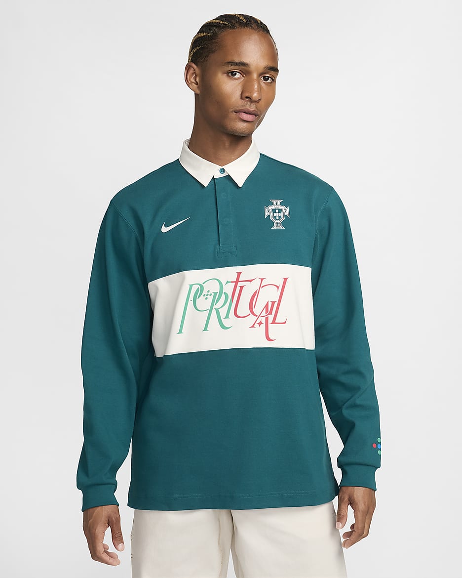 Portugal Men's Nike Rugby Top - Geode Teal/Sail/Sail