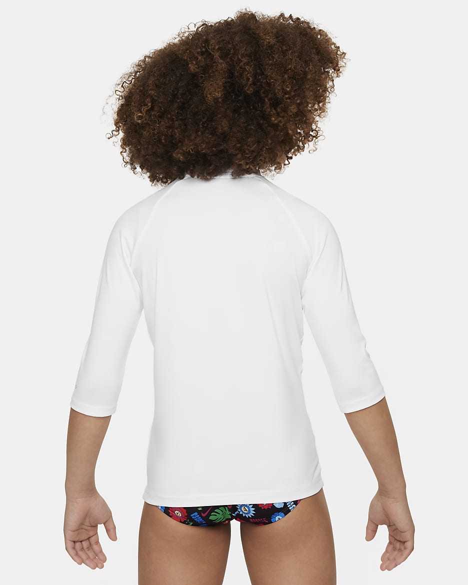 Playera Hydroguard de manga corta para niña talla grande Nike Swim - Blanco