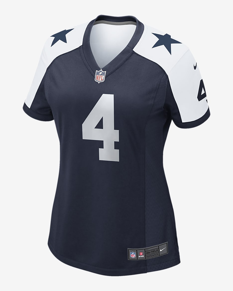 Camiseta de fútbol americano Game para mujer NFL Dallas Cowboys (Dak Prescott) - Azul marino