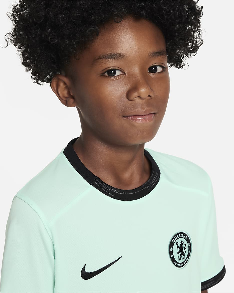 Chelsea FC 2023/24 Stadium Third Nike Dri-FIT Fußballtrikot für ältere Kinder - Mint Foam/Schwarz