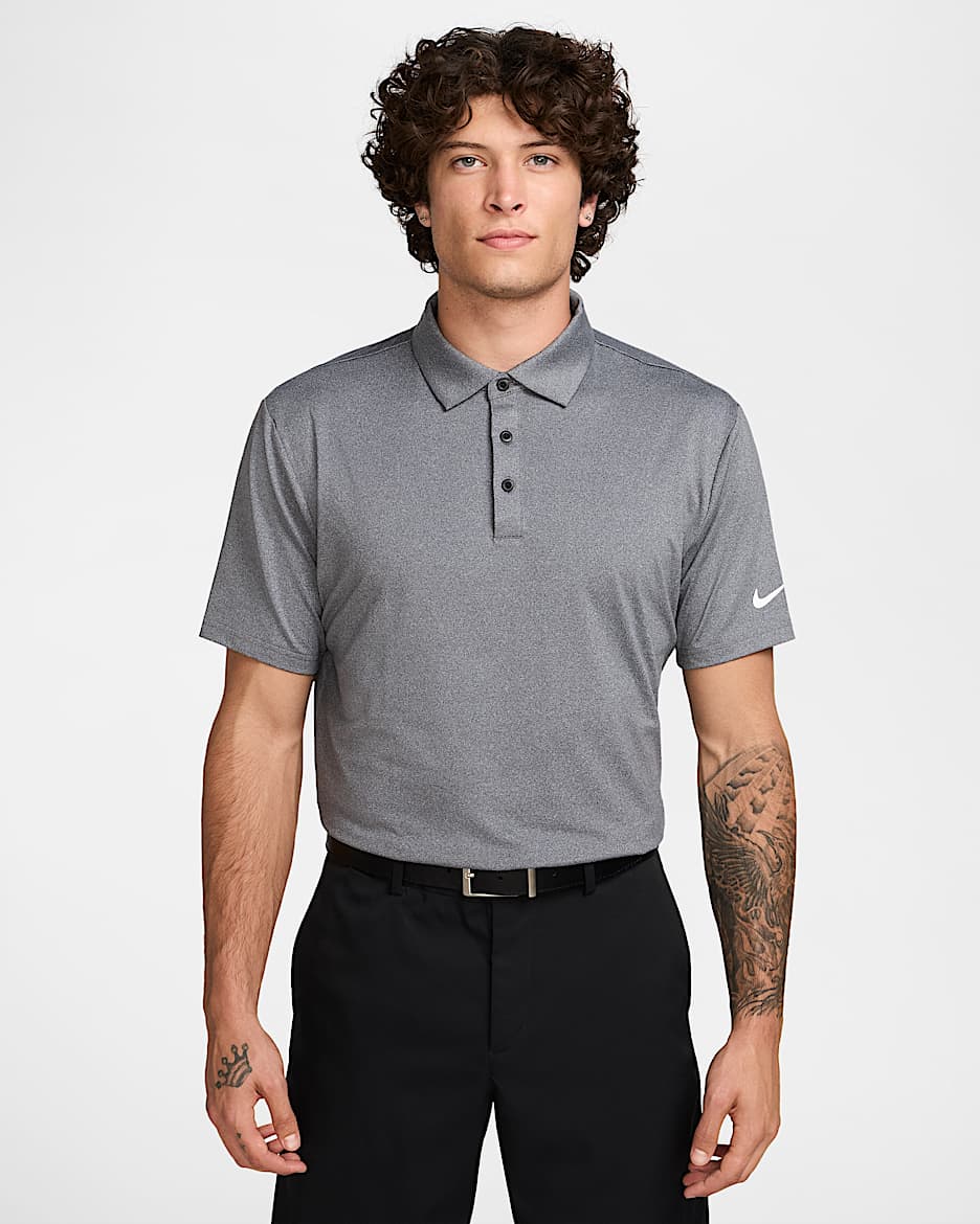 Polo de golf Dri-FIT jaspeado para hombre Nike Tour - Negro/Puro/Blanco