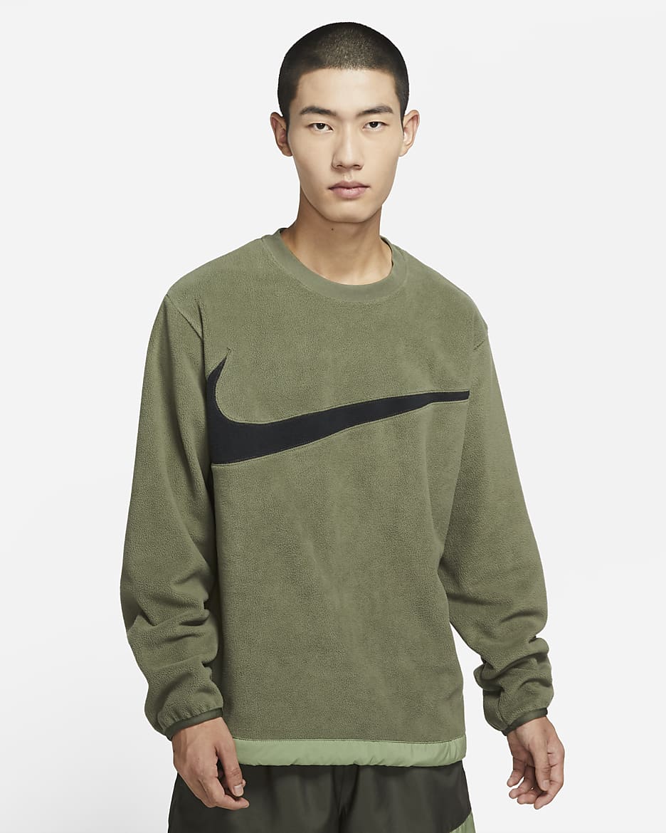 Nike Club+ Men's Fleece Winterized Crew - Medium Olive/Alligator