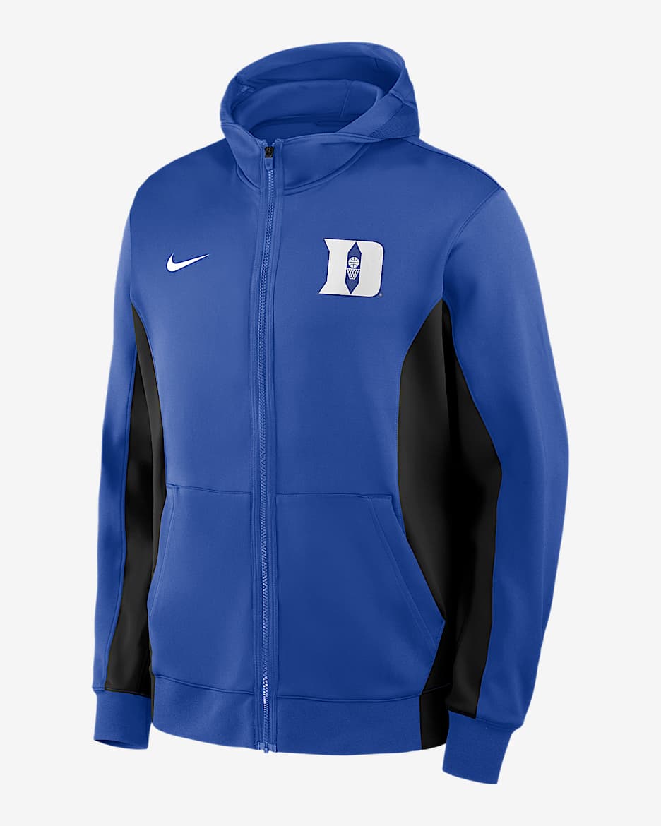 Chamarra con gorro universitaria Nike Dri-FIT de cierre completo para hombre Duke de partido - Royal
