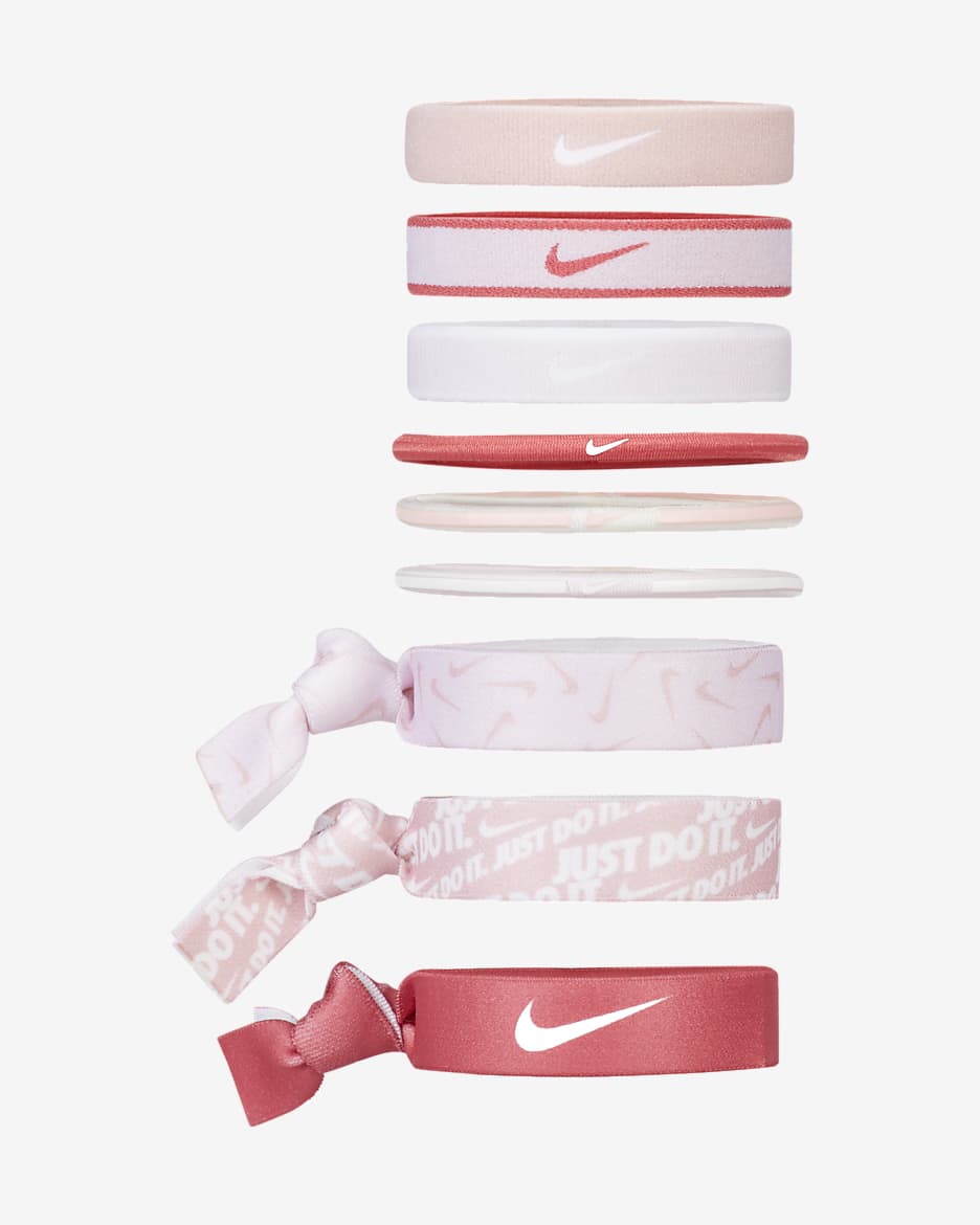 Nike Mixed Width Ponytail Holders (9-Pack) - Pink Glaze/Archaeo Pink/Regal Pink