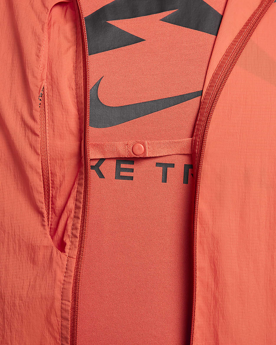 Chamarra de correr para hombre Nike Trail Aireez - Coral vintage/Rojo dragón/Negro