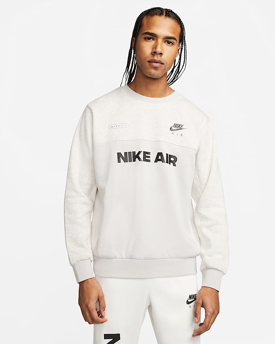 Nike Air Sudadera de tejido Fleece cepillado en la parte trasera - Hombre - Light Iron Ore/Heather/Phantom/Negro