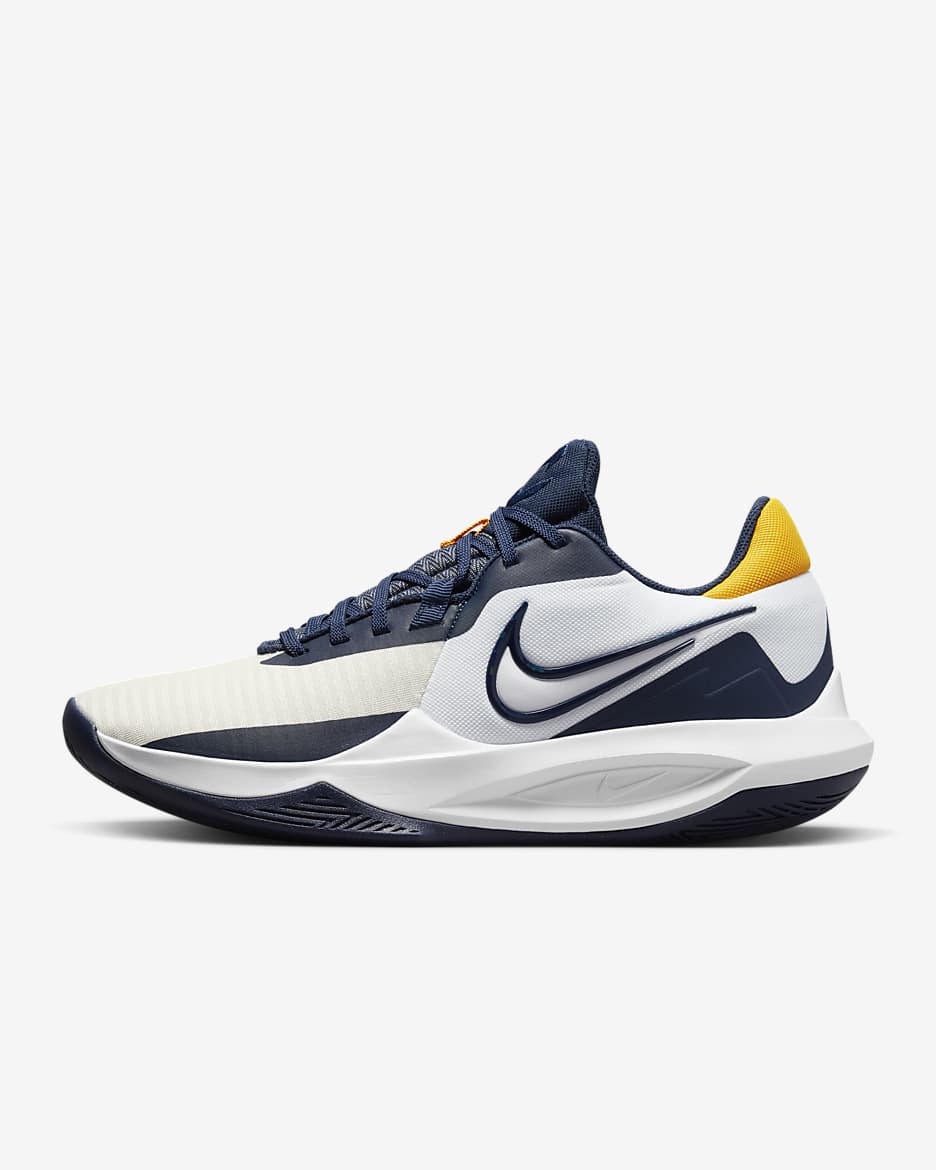 Nike Precision 6 Basketball Shoes - White/University Gold/Midnight Navy