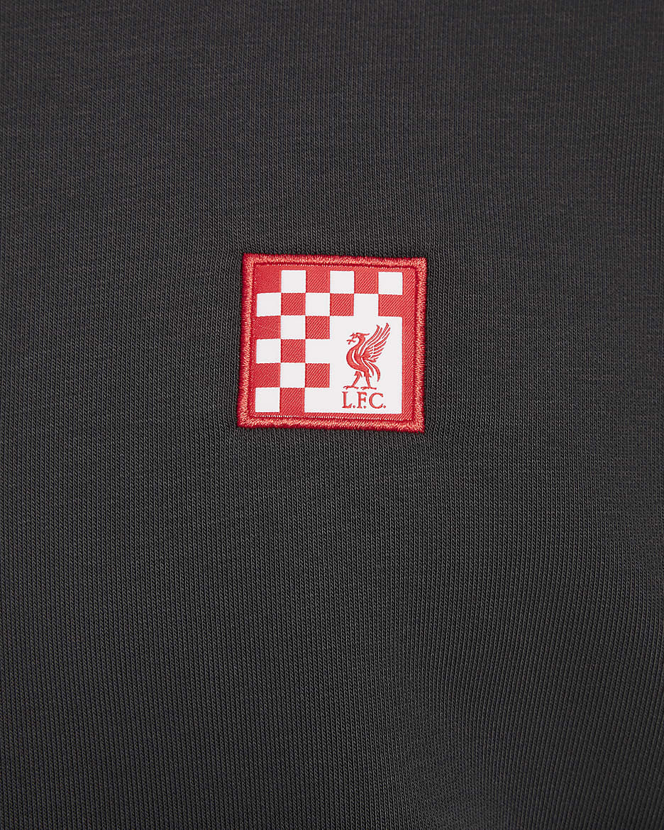 Męska bluza piłkarska z kapturem Nike Dri-FIT Liverpool F.C. Standard Issue (wersja trzecia) - Dark Smoke Grey/Biel