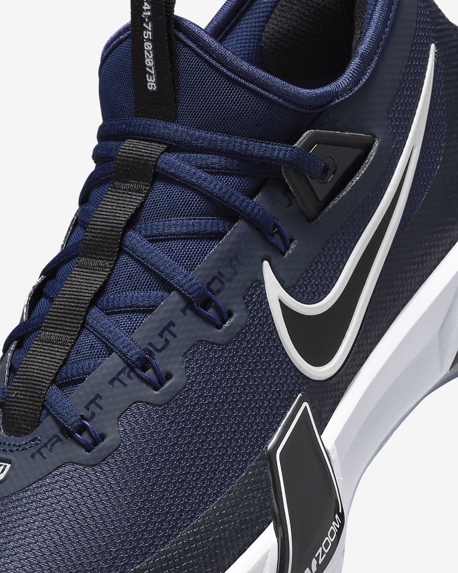 Nike Force Zoom Trout 9 Elite Baseball Cleats - Midnight Navy/Dark Obsidian/Black/White