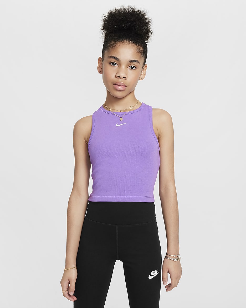 Nike Sportswear geribde tanktop voor meisjes - Black Raspberry