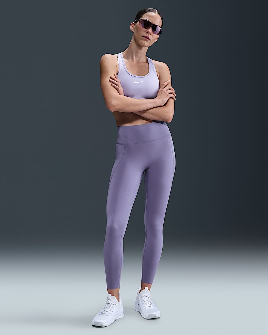 Nike Universa Women's Medium-Support High-Waisted 7/8 Leggings with Pockets - Dusty Amethyst/Canyon Purple/Sanded Purple