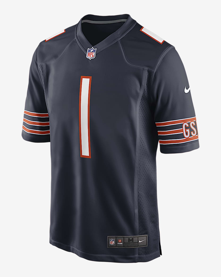 NFL Chicago Bears (Justin Fields) Men's Game American Football Jersey - Marine