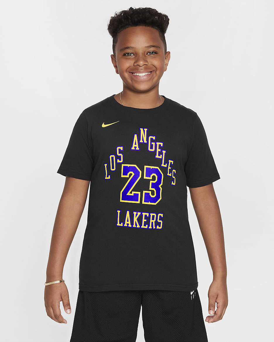 LeBron James Los Angeles Lakers City Edition Nike NBA-T-Shirt für ältere Kinder (Jungen) - Schwarz