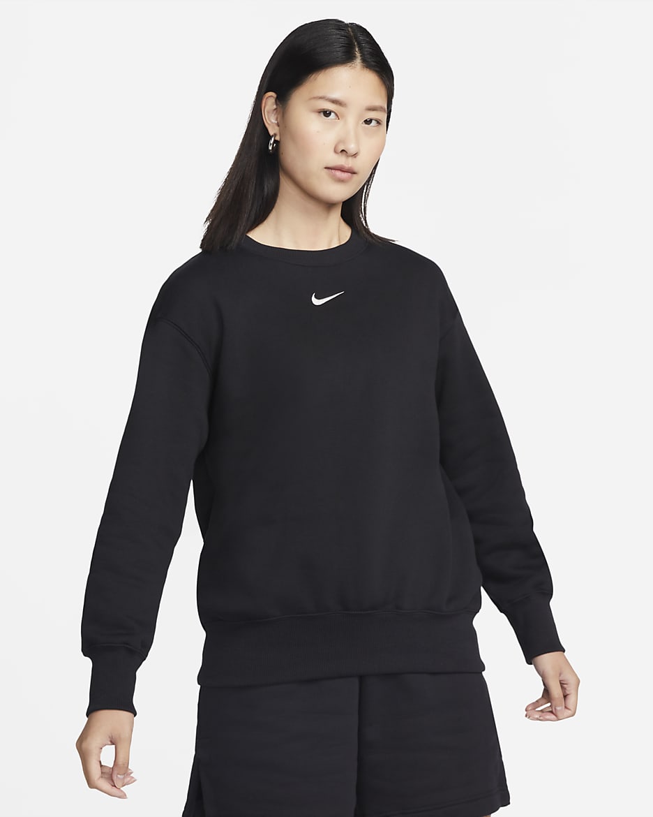 Nike Sportswear Phoenix Fleece Women's Oversized Crewneck Sweatshirt - Black/Sail