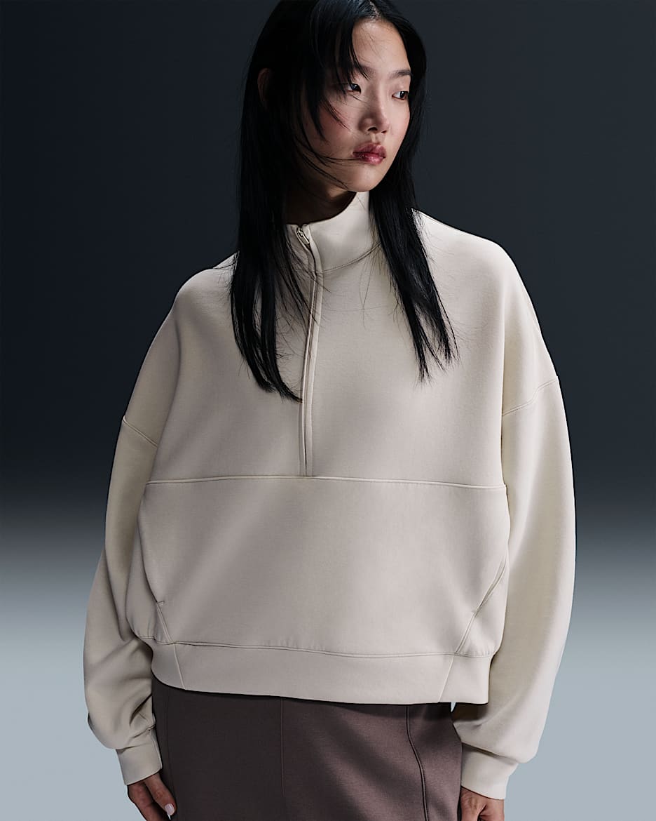 Nike 24.7 ImpossiblySoft Women's Dri-FIT Oversized 1/2-Zip Top - Light Orewood Brown/Light Iron Ore