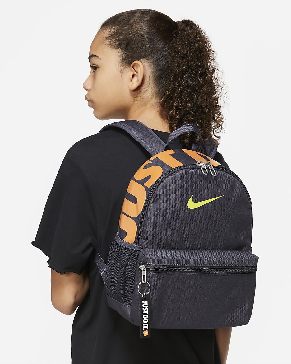 Nike Brasilia JDI Kids' Mini Backpack (11L) - Gridiron/Monarch/Bright Cactus