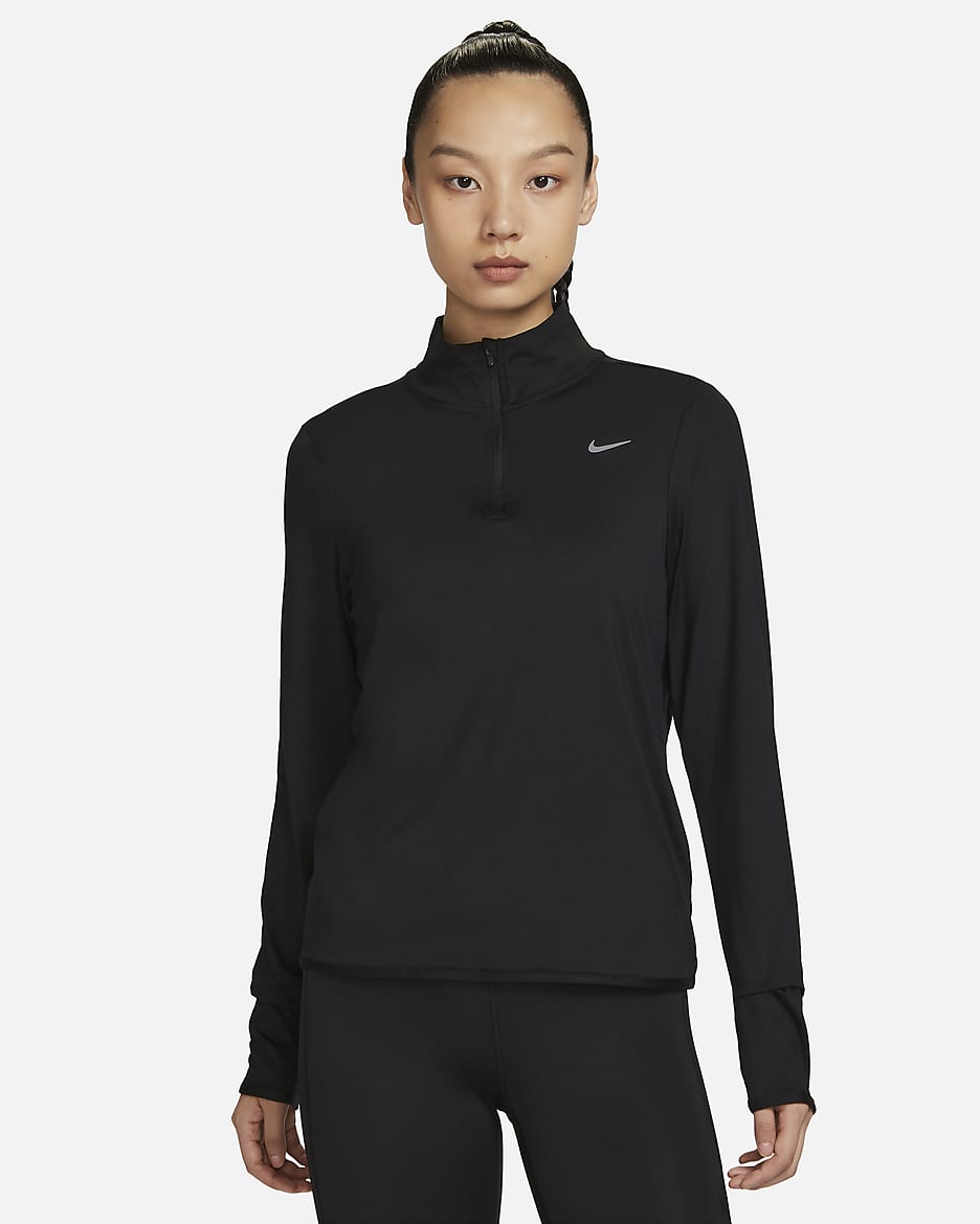 Nike Dri-FIT Swift Element UV 女款 1/4 拉鍊跑步上衣 - 黑色