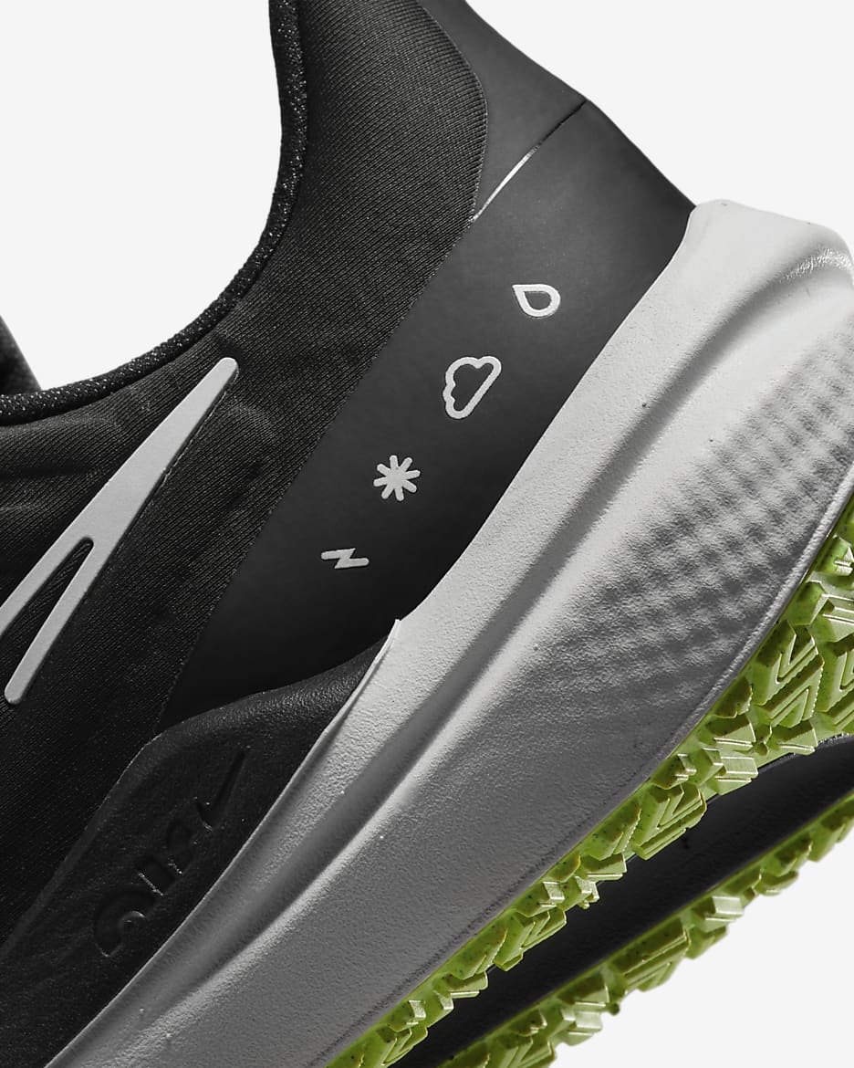 Nike Air Winflo 9 Shield Women's Weatherised Road Running Shoes - Black/Dark Smoke Grey/Volt/White