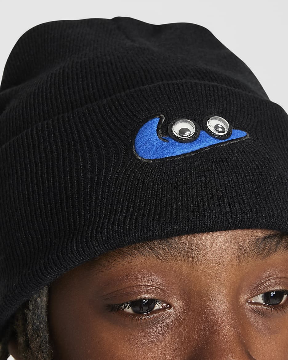 Nike Peak-beanie til større børn - sort/Photo Blue