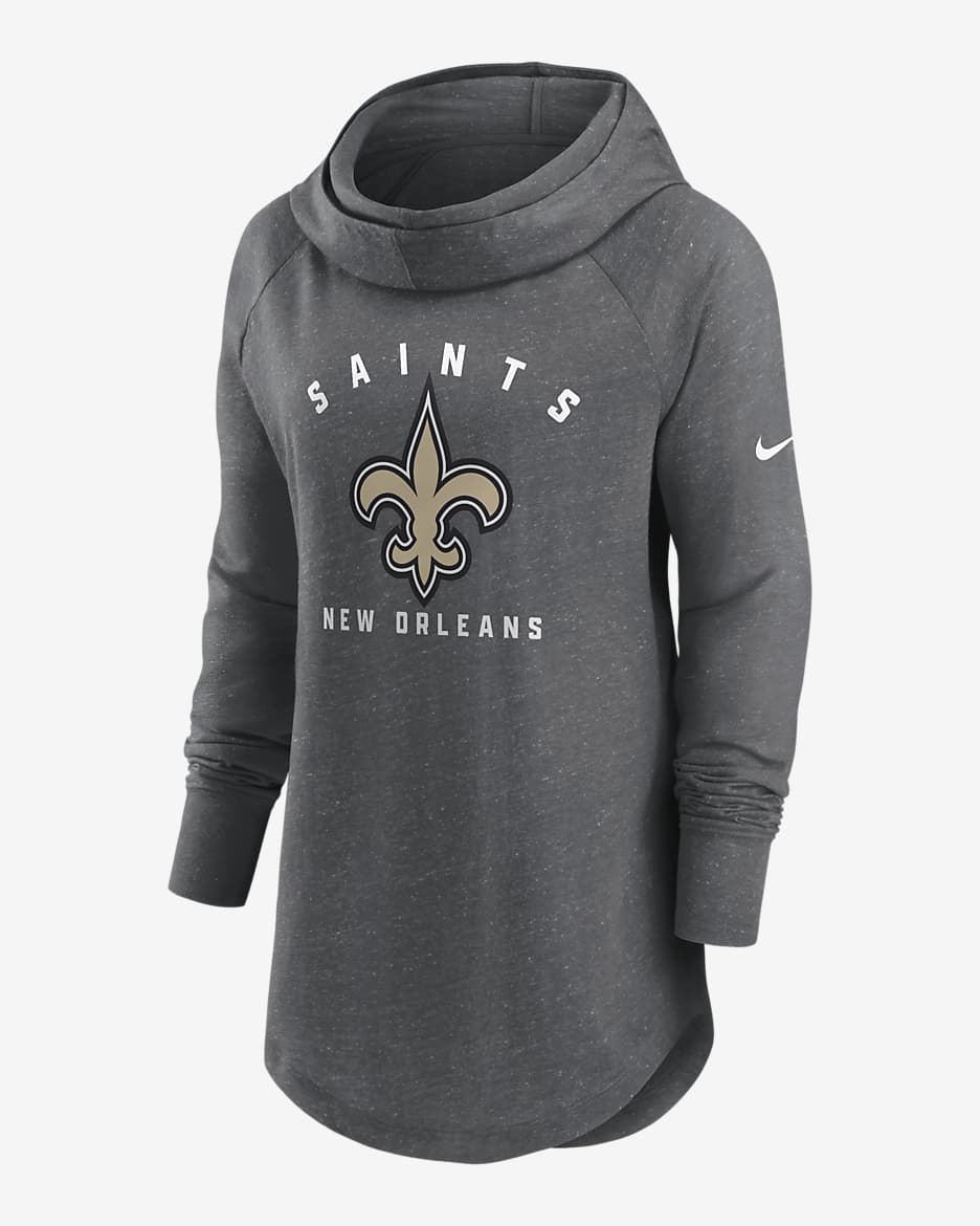 Nike Team (NFL New Orleans Saints) Women's Pullover Hoodie - Charcoal Heather