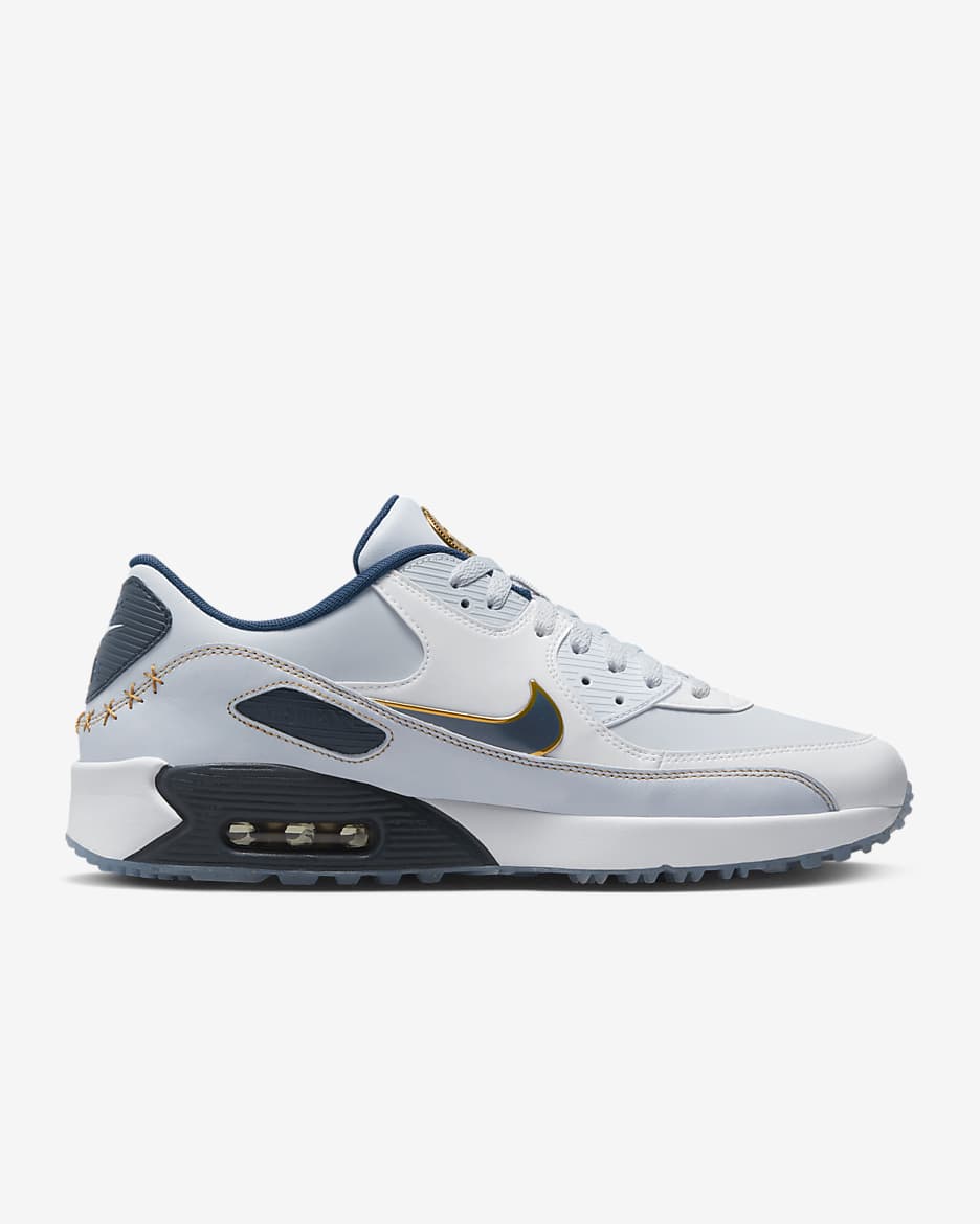 Nike Air Max 90 G NRG Golf Shoes - Pure Platinum/White/Coastal Blue/Dark Obsidian