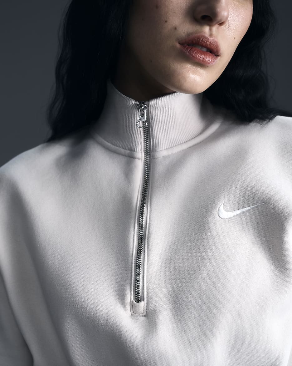 Nike Sportswear Phoenix Fleece Women's 1/2-Zip Cropped Sweatshirt - Light Orewood Brown/Sail